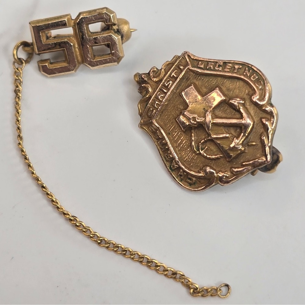 Vintage 10k Gold Filled Nursing Pin Charitas Christi Urget Nos 56 Guard 1956